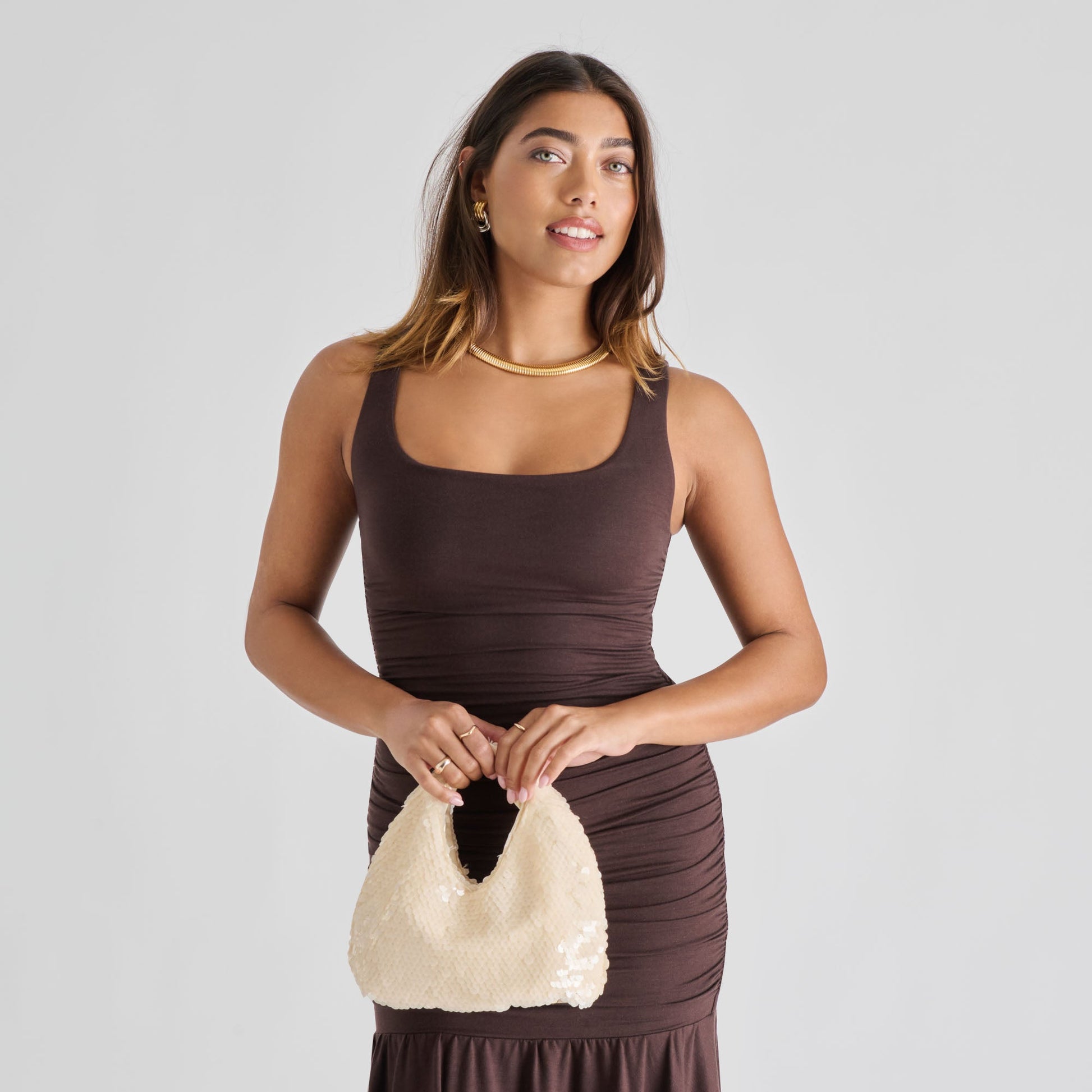 Dolce Vita Dahlia Sequin Ivory Sequin Handbag