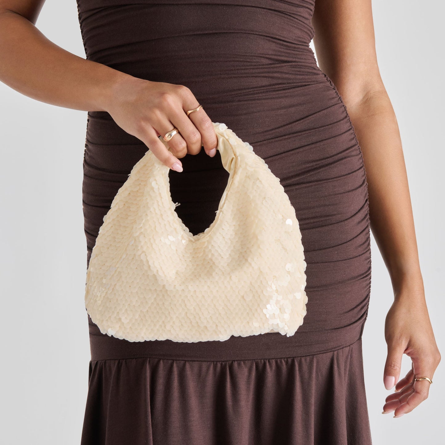Dolce Vita Dahlia Sequin Ivory Sequin Handbag