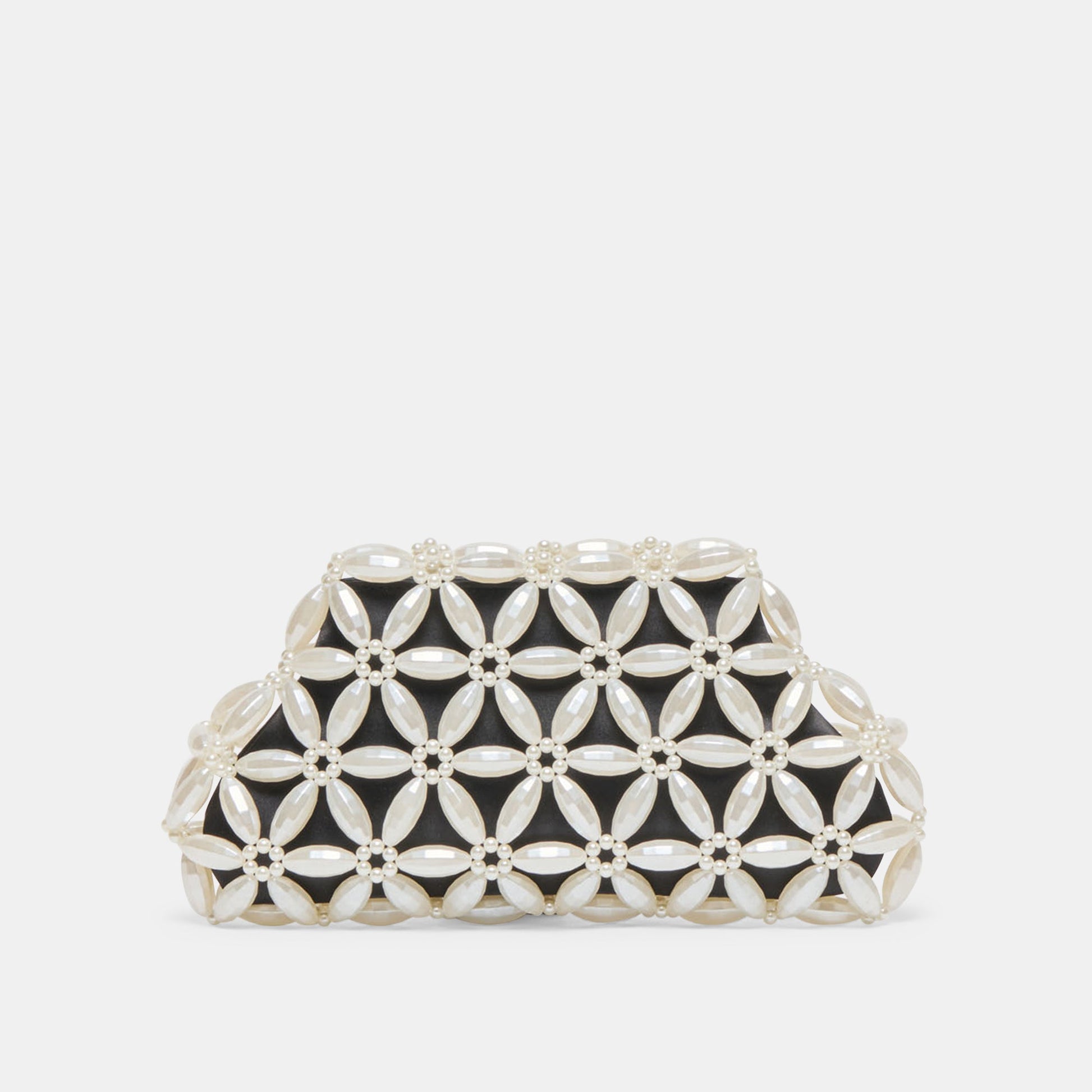 Dolce Vita Marlow Black Satin Pearl Clutch