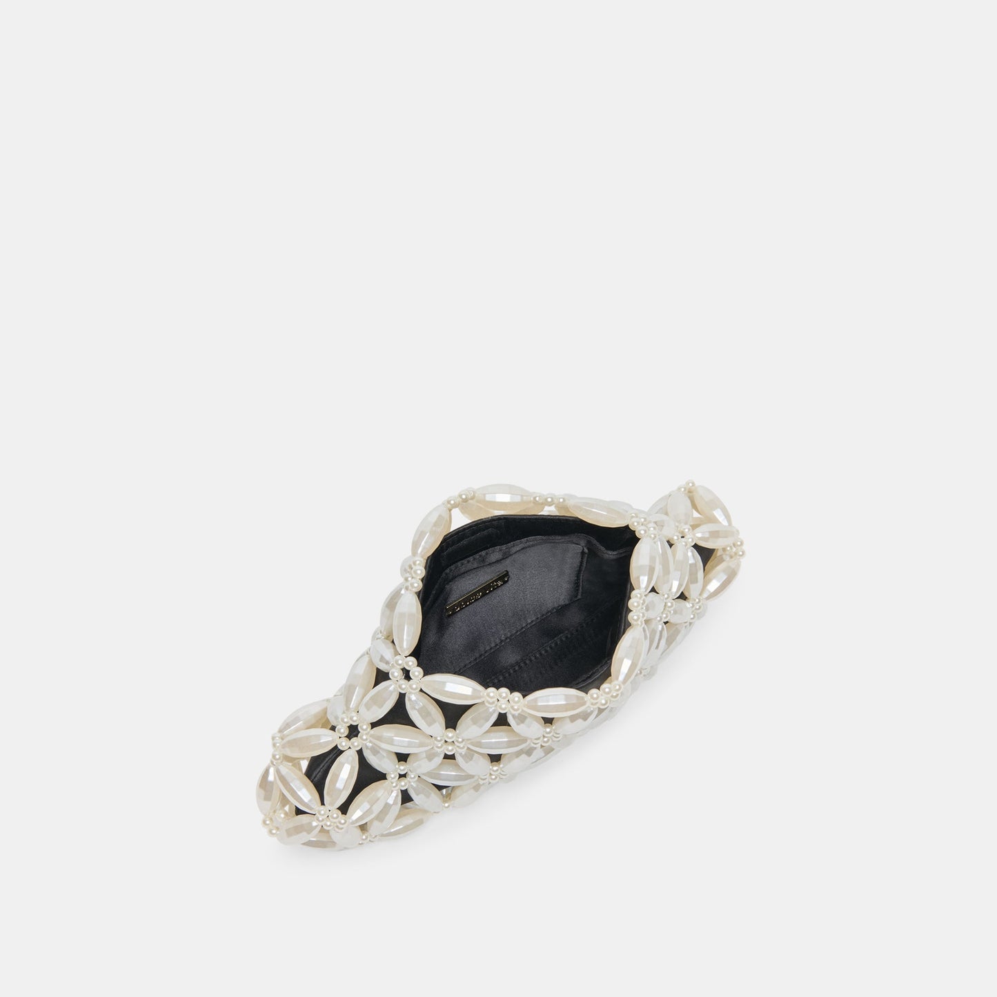 Dolce Vita Marlow Black Satin Pearl Clutch