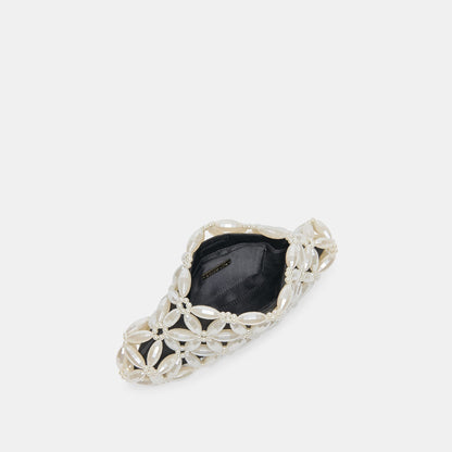 Dolce Vita Marlow Black Satin Pearl Clutch