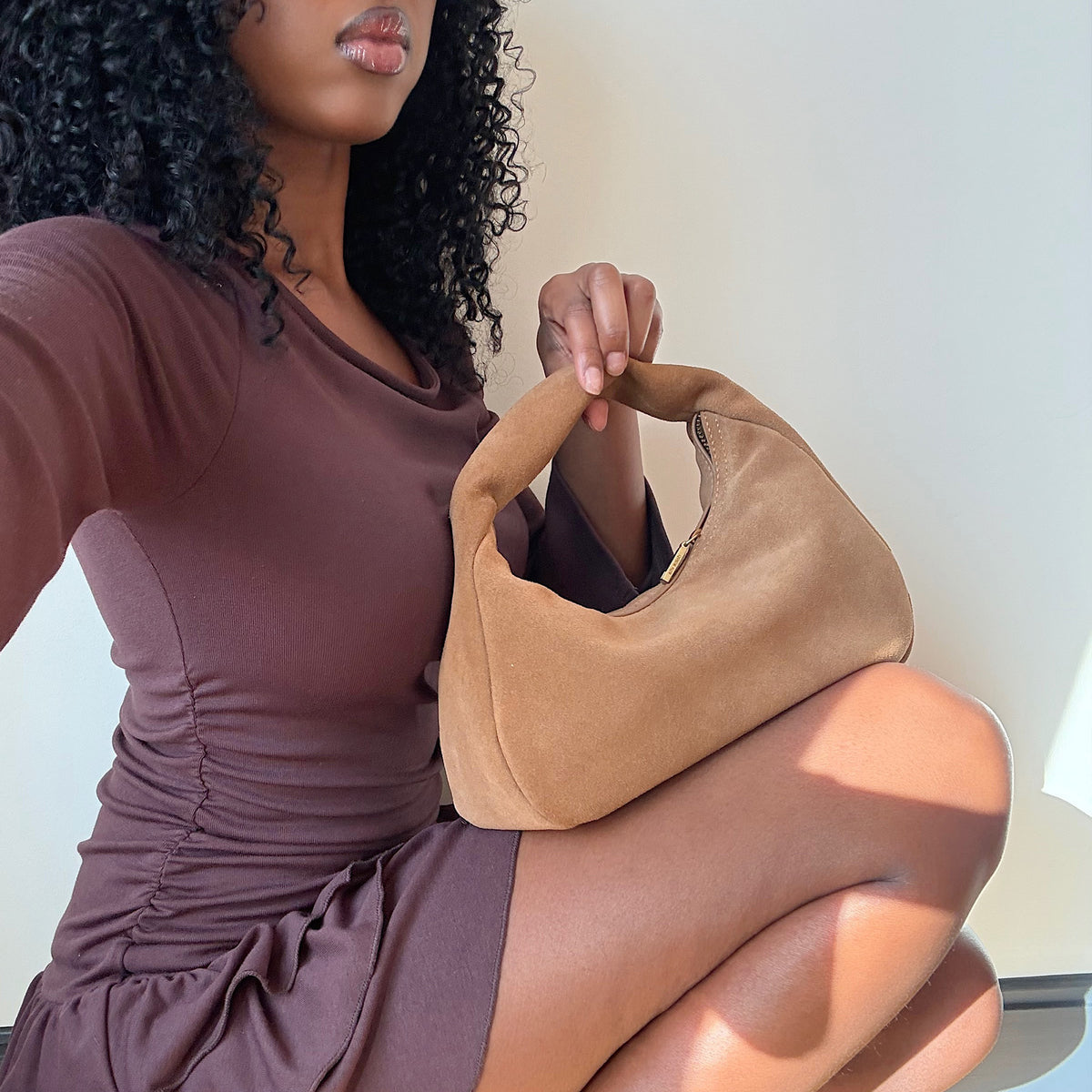 Dolce Vita Frankie Brown Suede Handbag