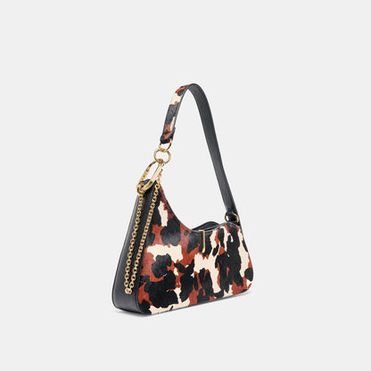 Dolce Vita Prya Brown Printed Calf Hair Shoulder Bag