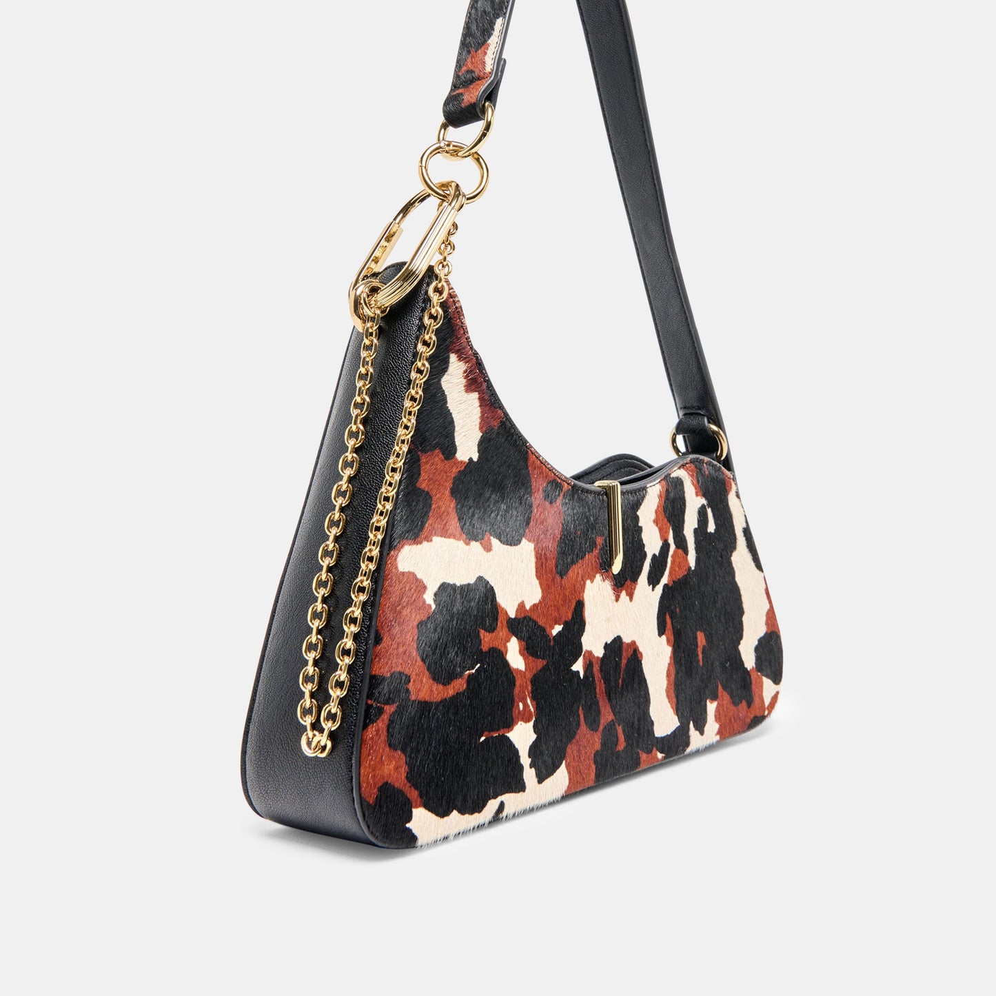 Dolce Vita Prya Brown Printed Calf Hair Shoulder Bag