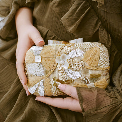Dolce Vita DAISY CLUTCH NATURAL MULTI BEADED