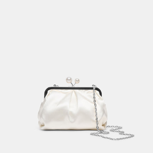 Dolce Vita Kendall White Satin Clutch