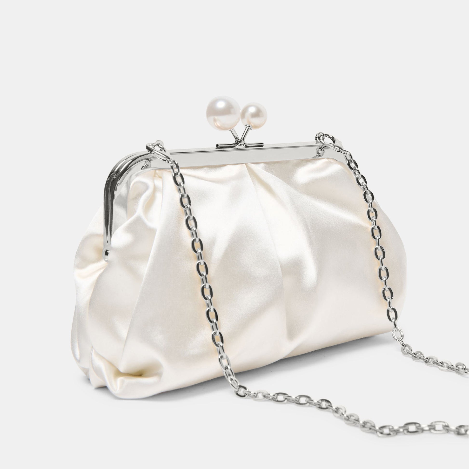 Dolce Vita Kendall White Satin Clutch
