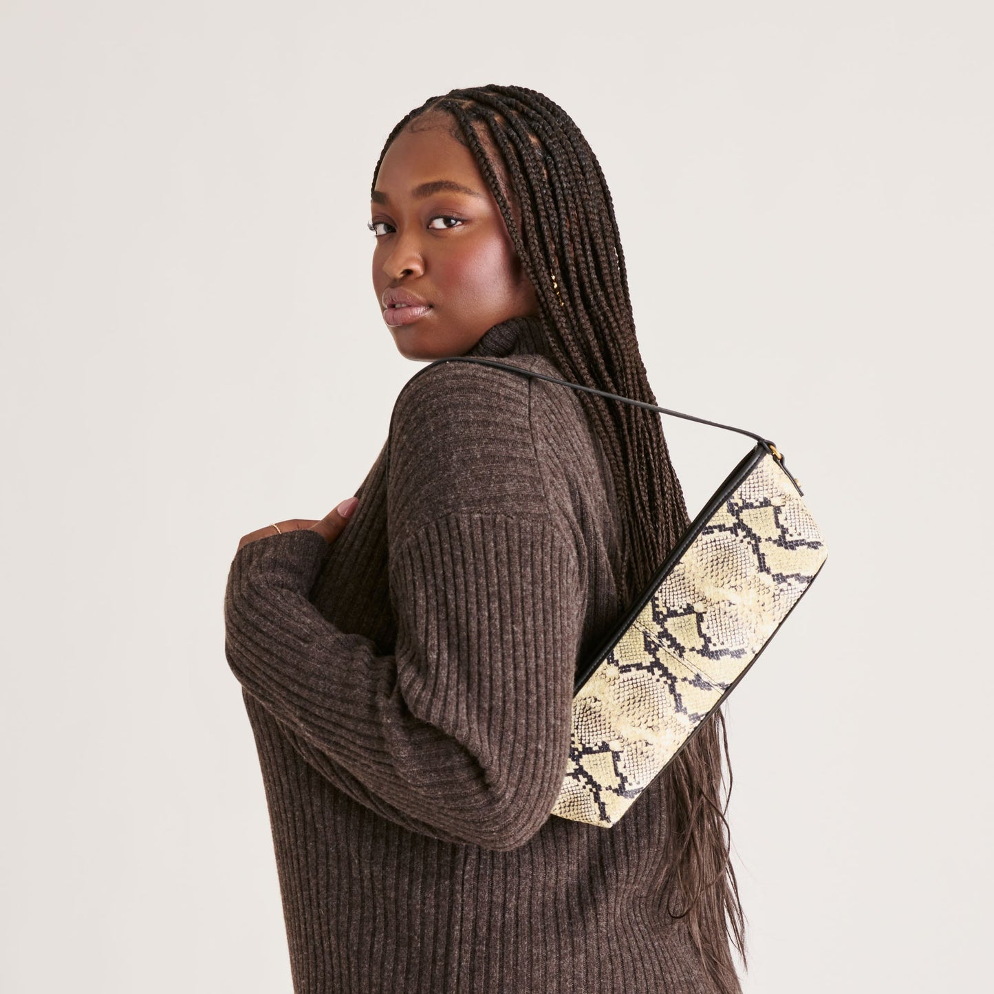 Dolce Vita Savaii Black White Snake Stella Shoulder Bag