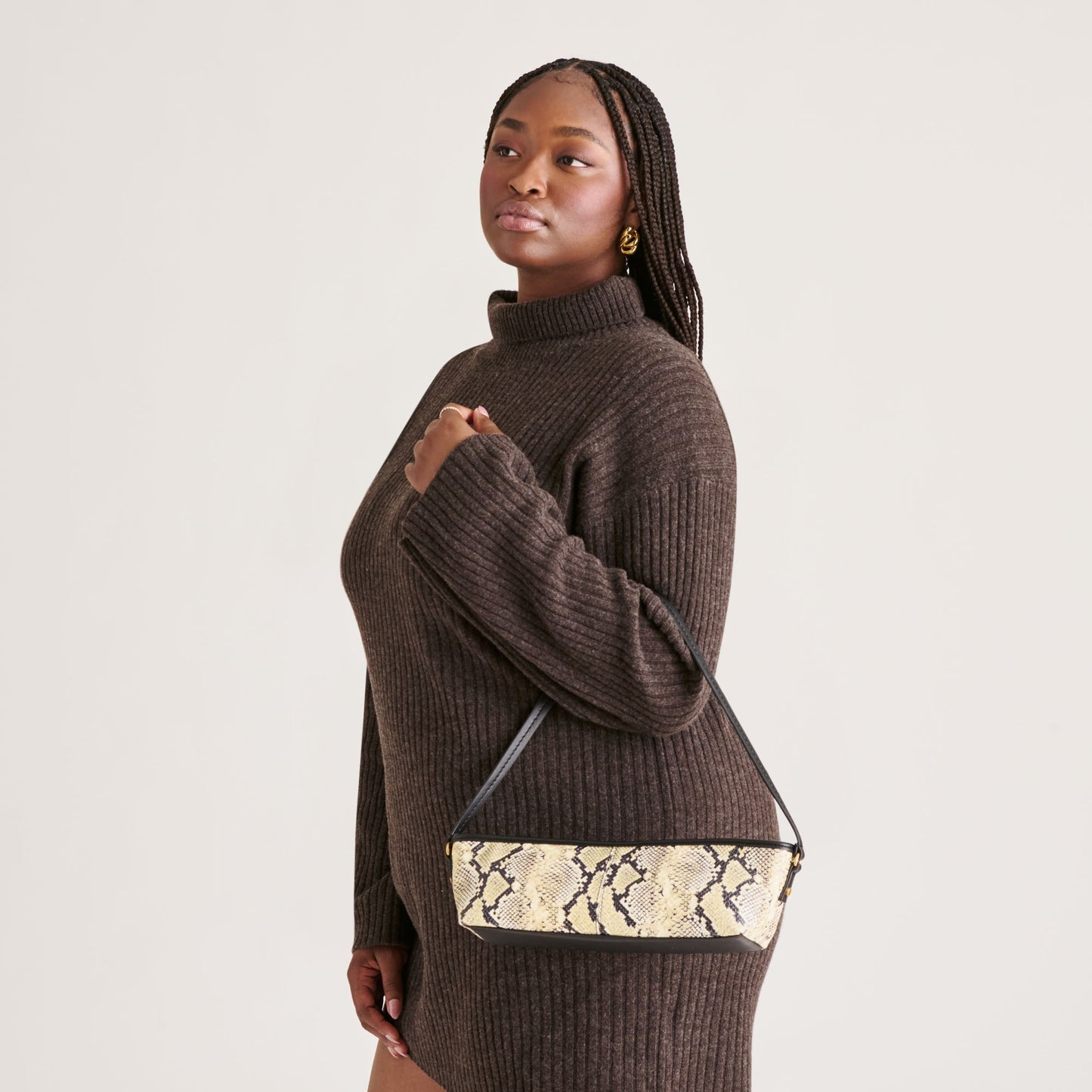 Dolce Vita Savaii Black White Snake Stella Shoulder Bag