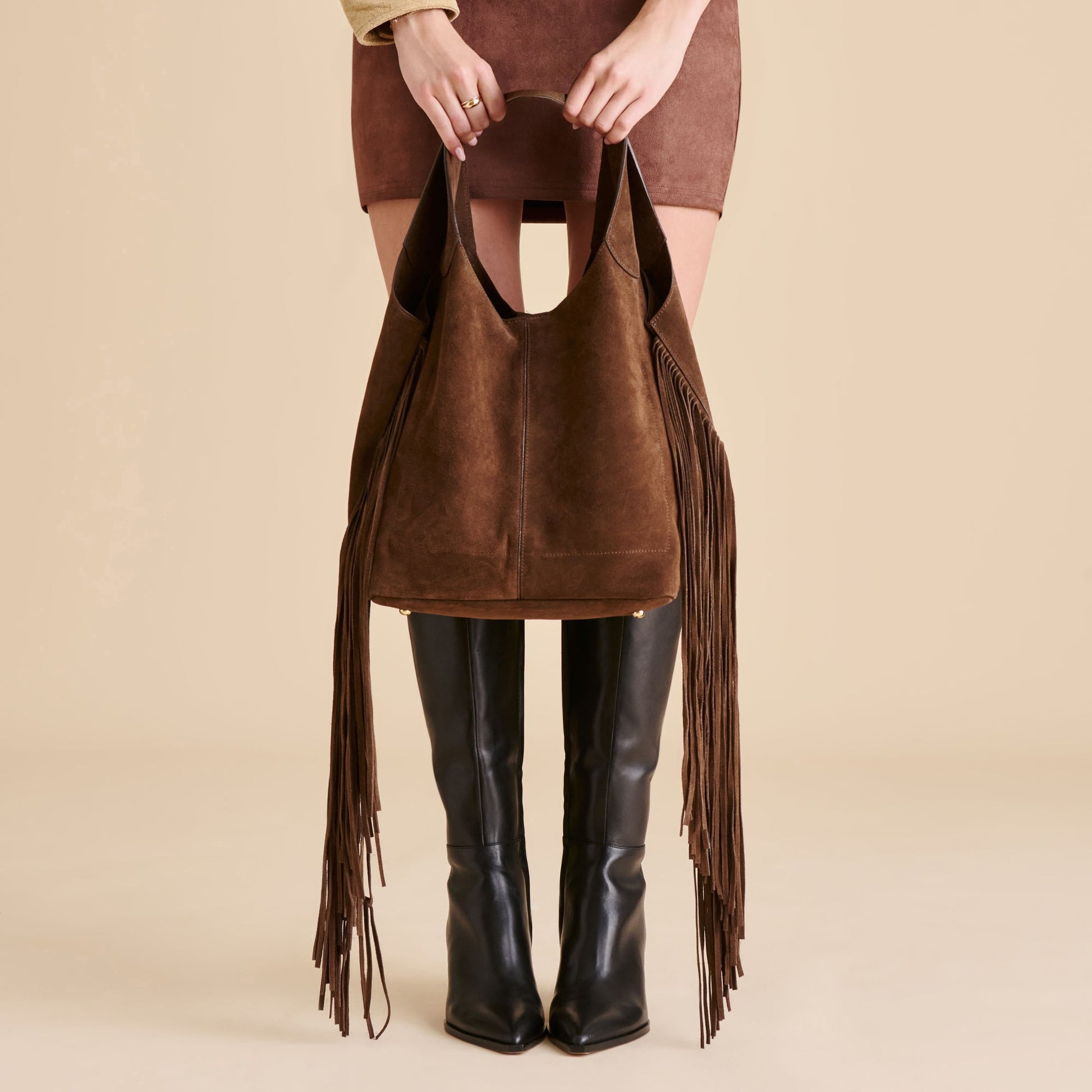 Dolce Vita Nakoma Chocolate Suede Shoulder Bag
