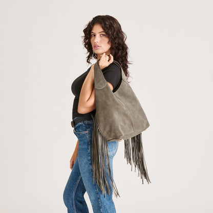 Dolce Vita Nakoma Olive Suede Shoulder Bag