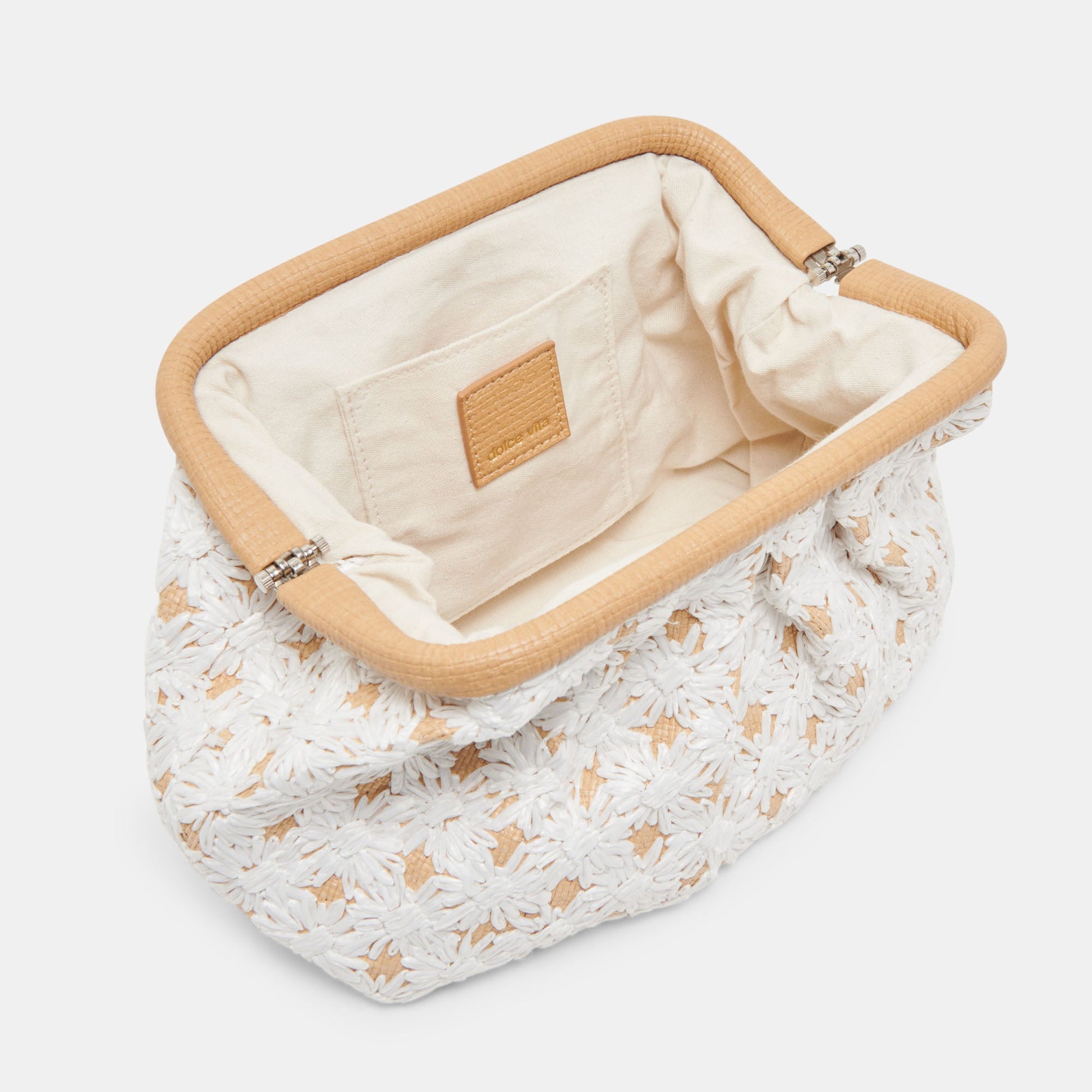 Dolce Vita FIORE CLUTCH EMBROIDERED NATURAL RAFFIA