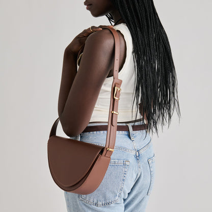 Dolce Vita Sabine Brown Leather Shoulder Bag