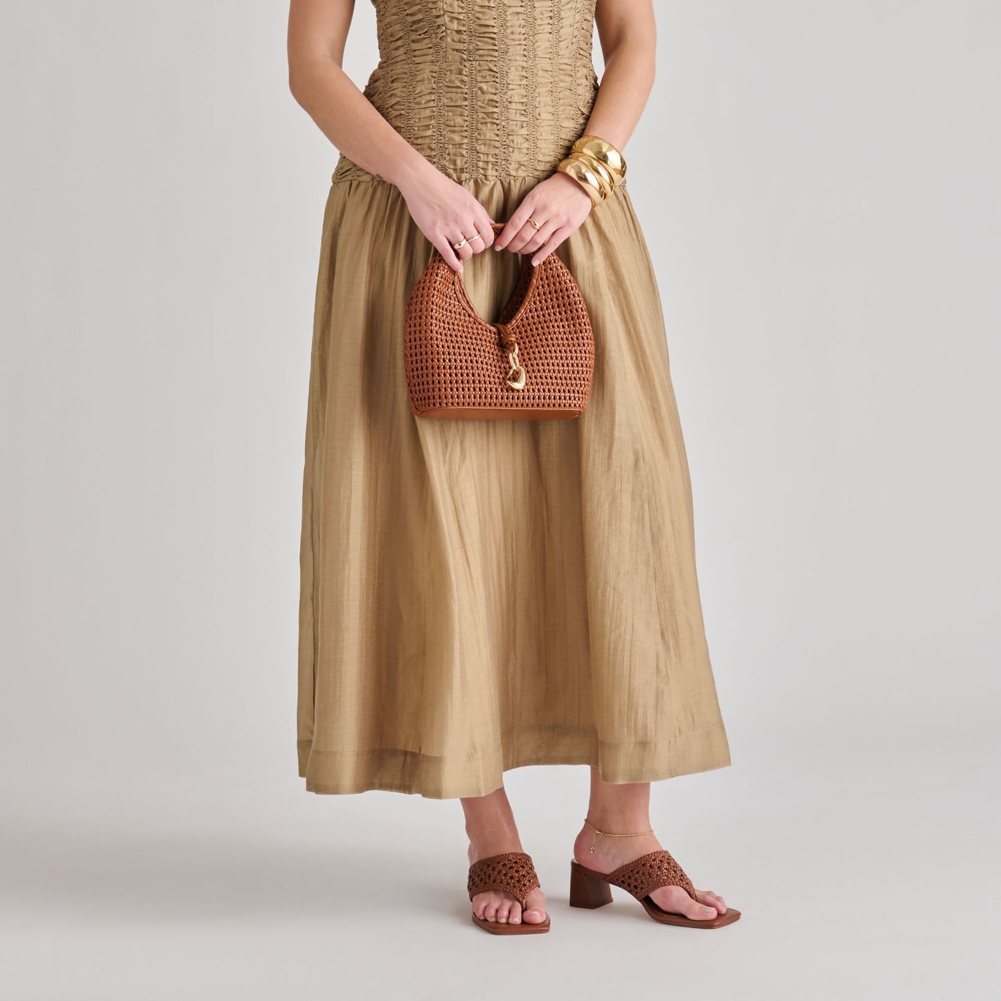 Dolce Vita Dahlia Cognac Stella Woven Handbag