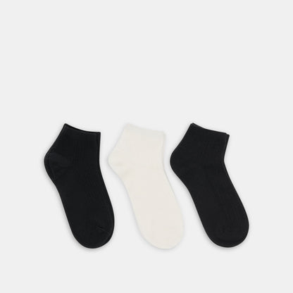 Dolce Vita 3 Pack Cable Anklet Black White Socks