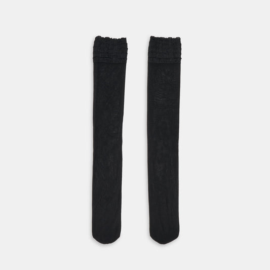Dolce Vita Ruffle Black Sheer Knee High Socks