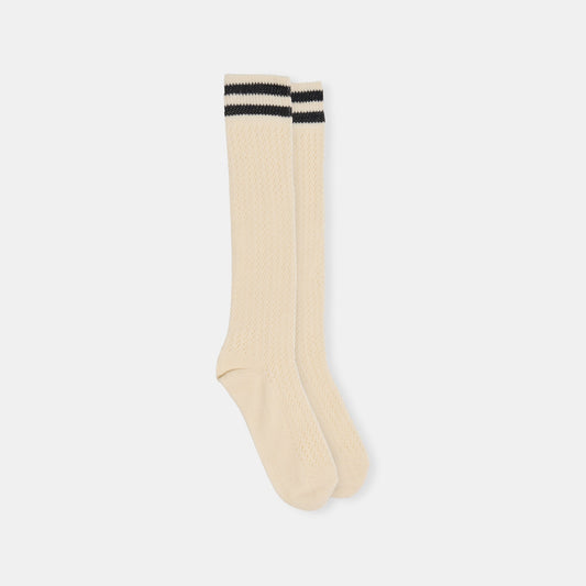 Dolce Vita Pointelle Striped Black White Knee High Sock