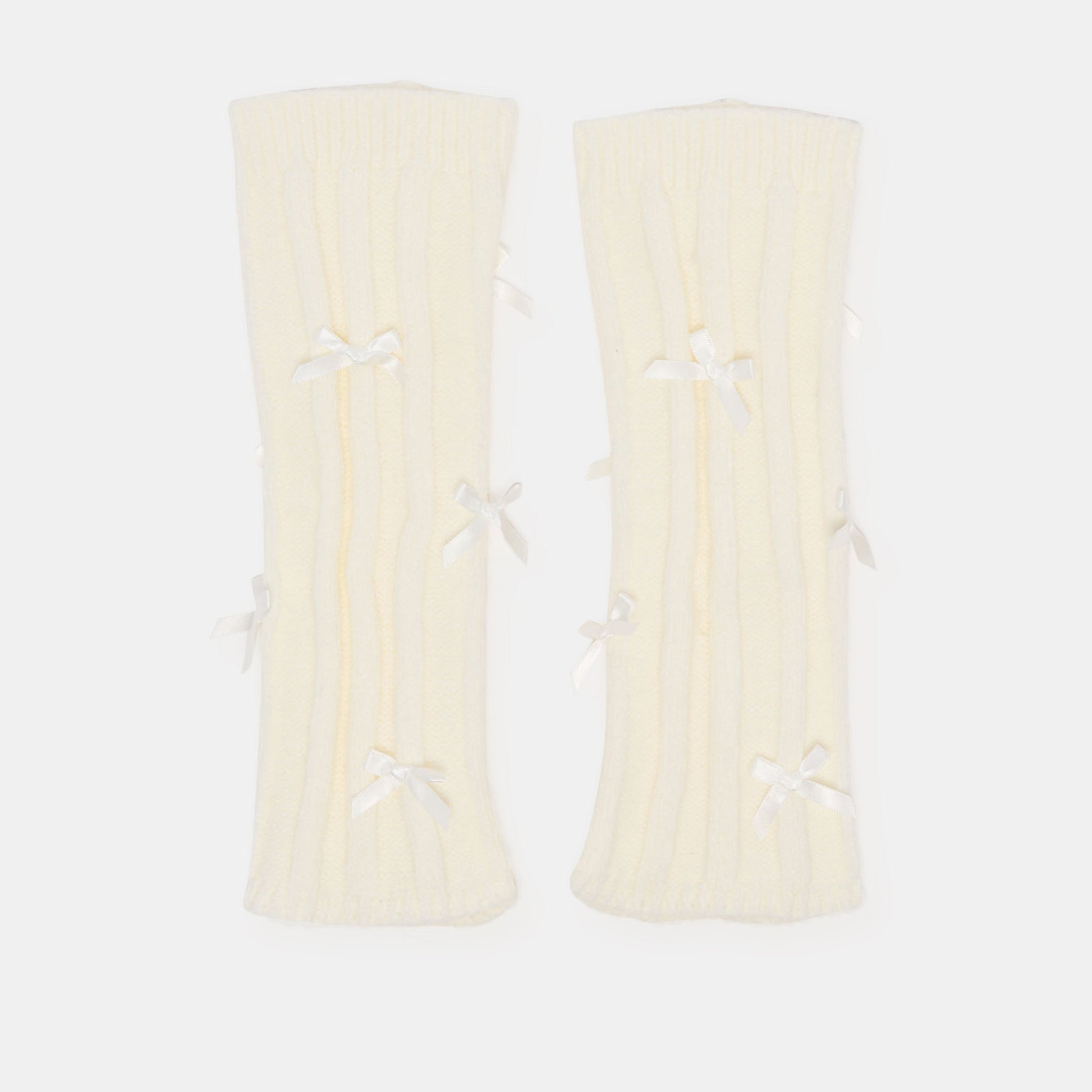 Dolce Vita Satin Bow Ivory Leg Warmers
