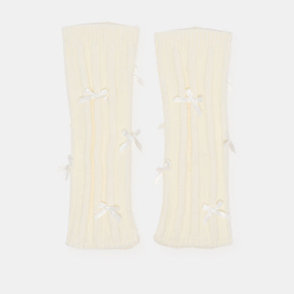 Dolce Vita Satin Bow Ivory Leg Warmers