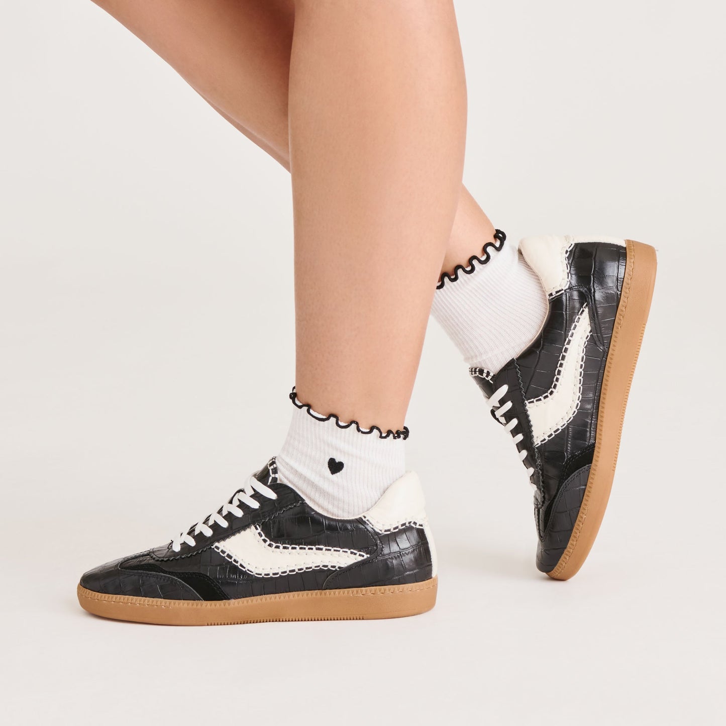 Dolce Vita 5 Pack Embroidered Rib White Black Multi Anklet Socks