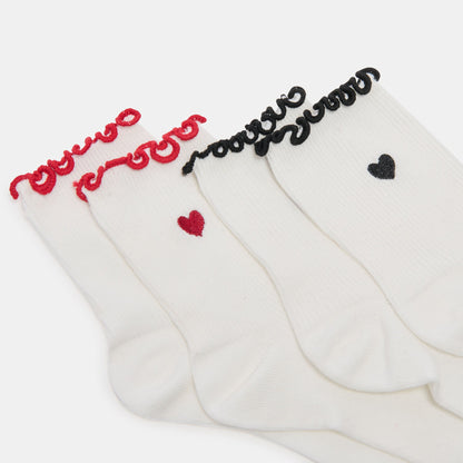 Dolce Vita 5 Pack Embroidered Rib White Black Multi Anklet Socks