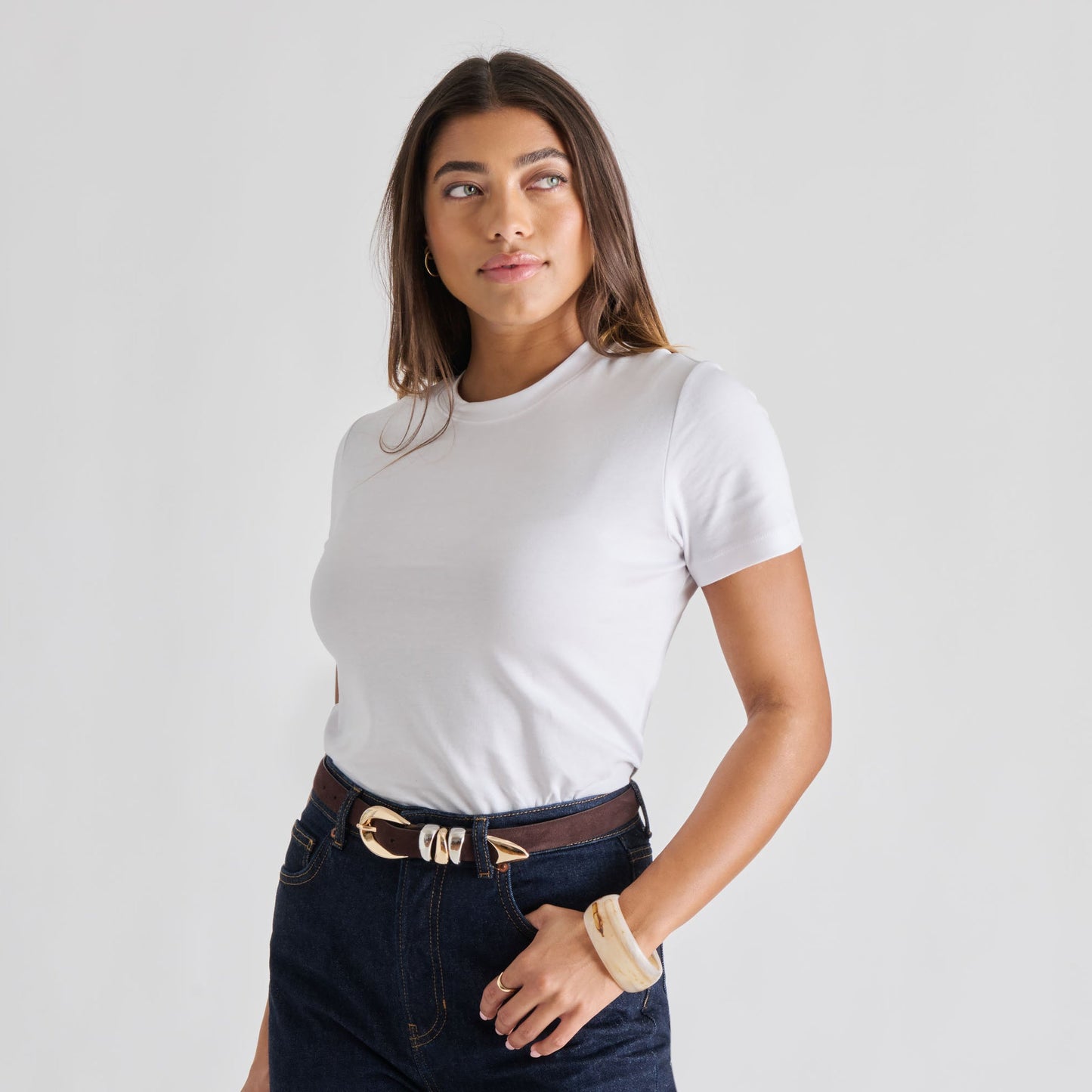 Dolce Vita Mixed Metal Mahogany Buckle Belt