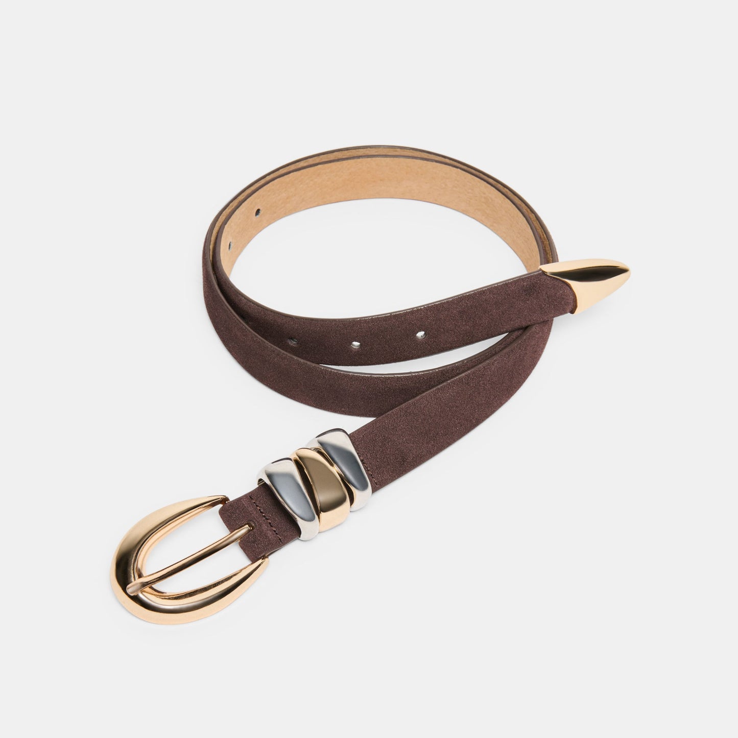 Dolce Vita Mixed Metal Mahogany Buckle Belt