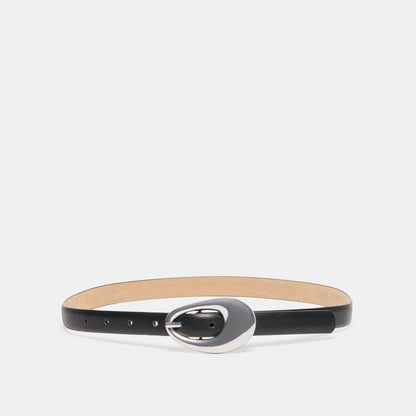Dolce Vita Organic Oval Black Silver Buckle Belt