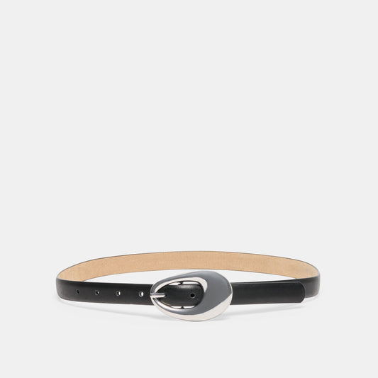 Dolce Vita Organic Oval Black Silver Buckle Belt