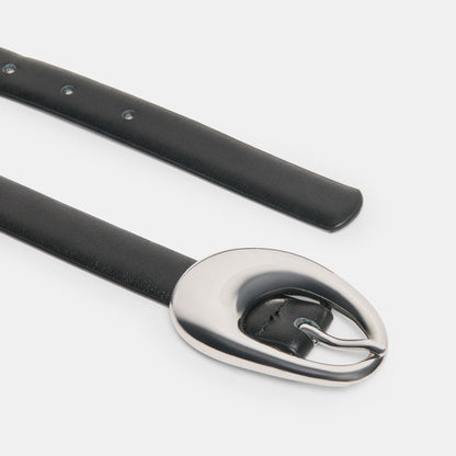Dolce Vita Organic Oval Black Silver Buckle Belt