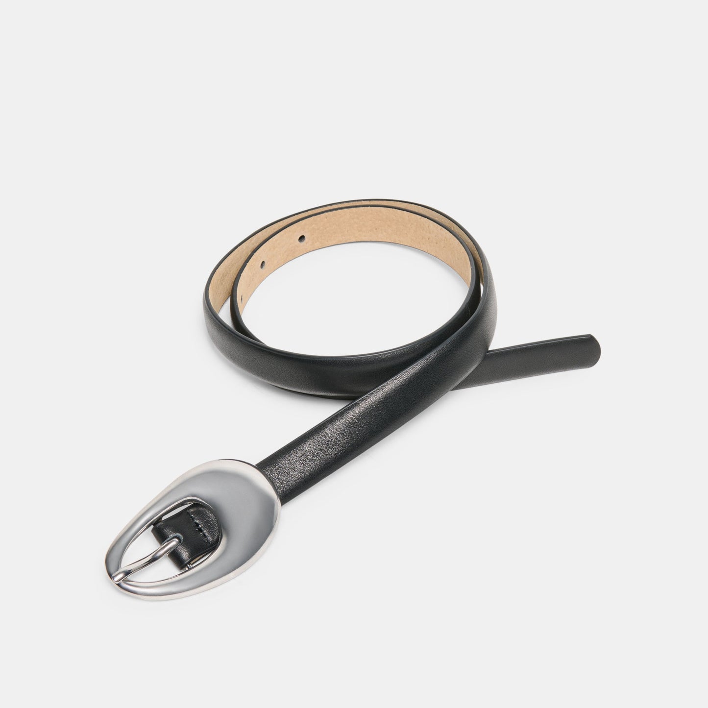 Dolce Vita Organic Oval Black Silver Buckle Belt