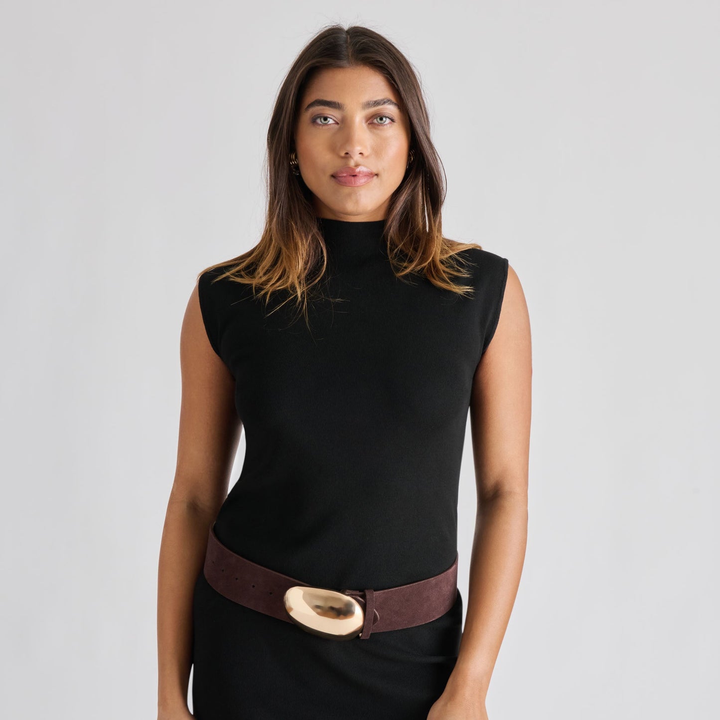 Dolce Vita Bubble Mahogany Gold Buckle Belt