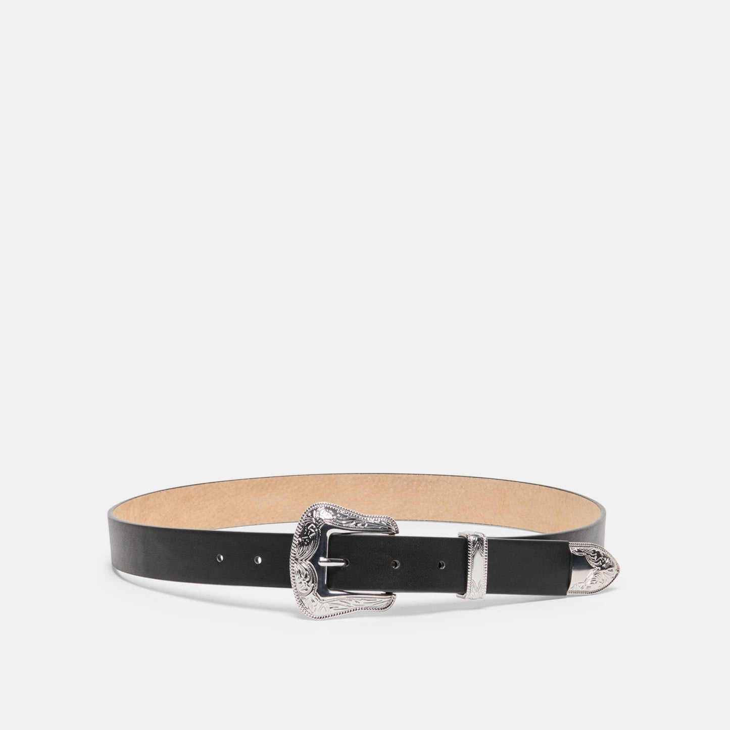 Dolce Vita Vintage Western Black Silver Buckle Belt