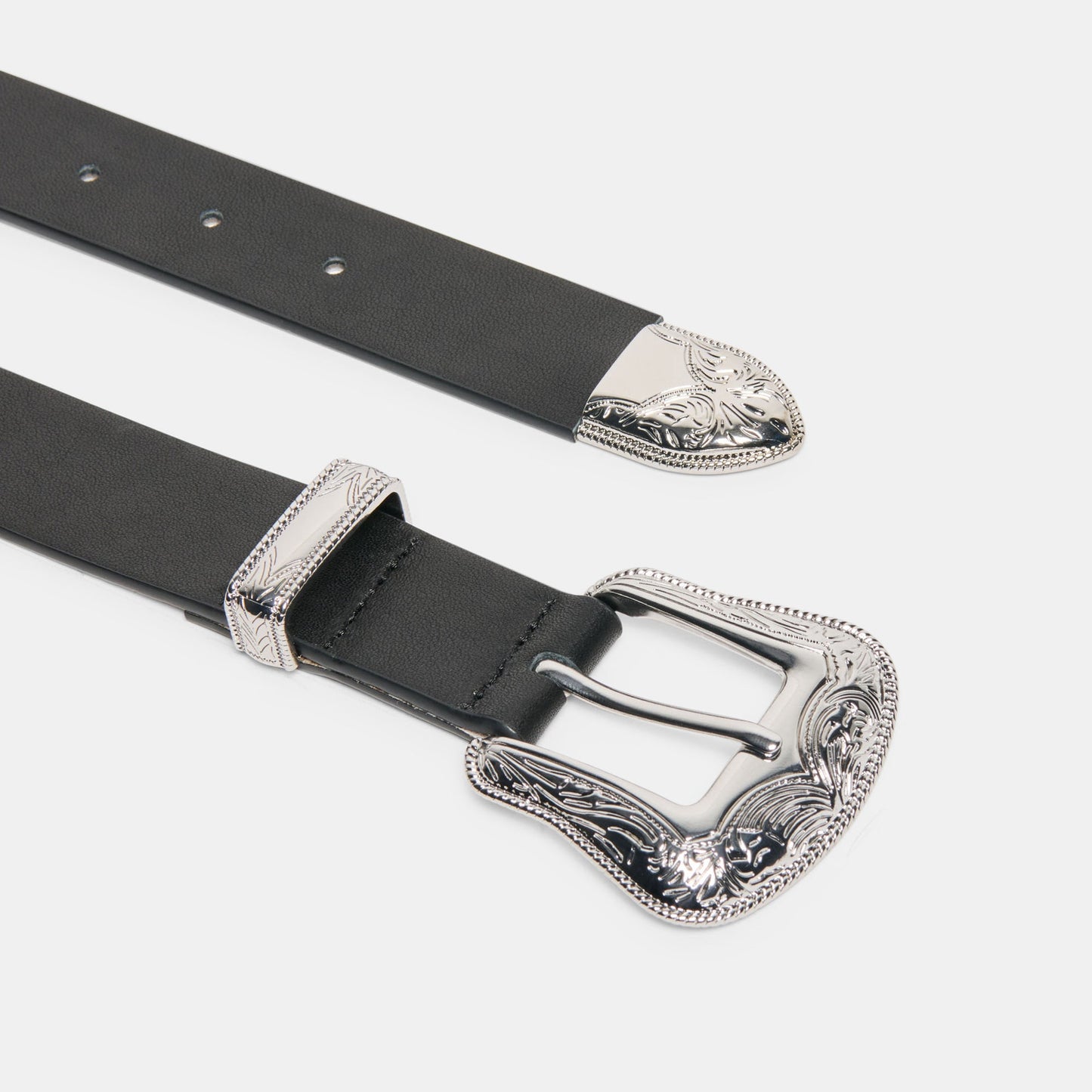 Dolce Vita Vintage Western Black Silver Buckle Belt