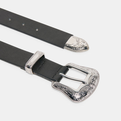 Dolce Vita Vintage Western Black Silver Buckle Belt