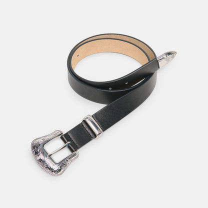 Dolce Vita Vintage Western Black Silver Buckle Belt