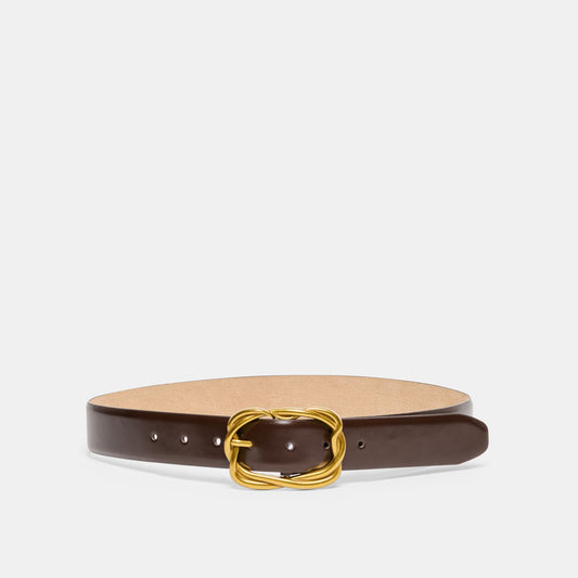 Dolce Vita Braided Mahogany Gold Buckle Belt