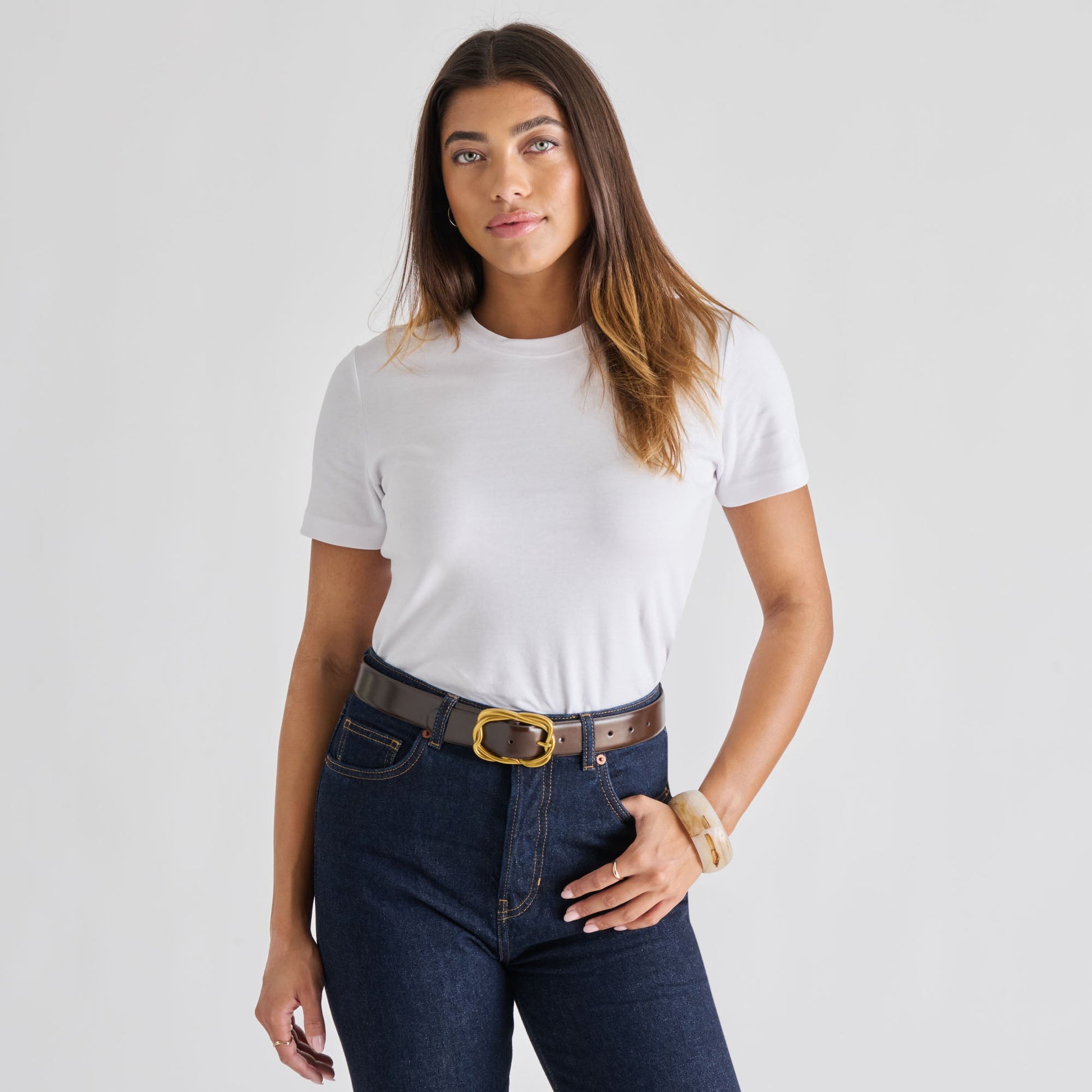 Dolce Vita Braided Mahogany Gold Buckle Belt