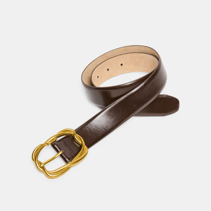 Dolce Vita Braided Mahogany Gold Buckle Belt