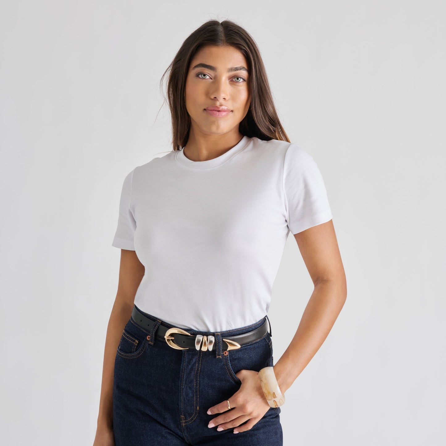 Dolce Vita Mixed Metal Black Buckle Belt