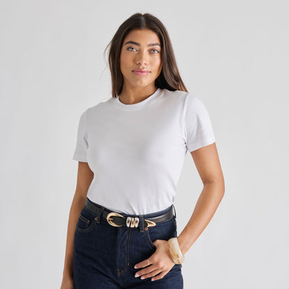 Dolce Vita Mixed Metal Black Buckle Belt