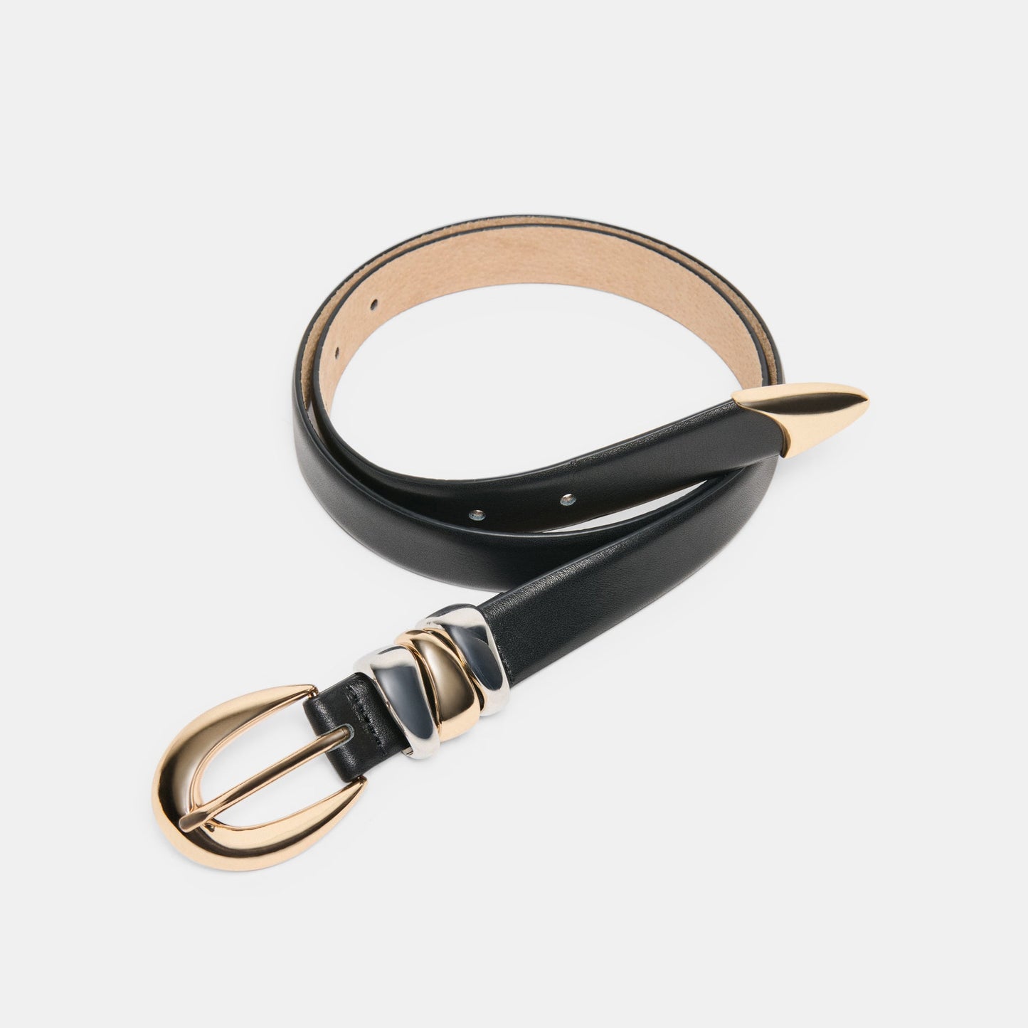 Dolce Vita Mixed Metal Black Buckle Belt