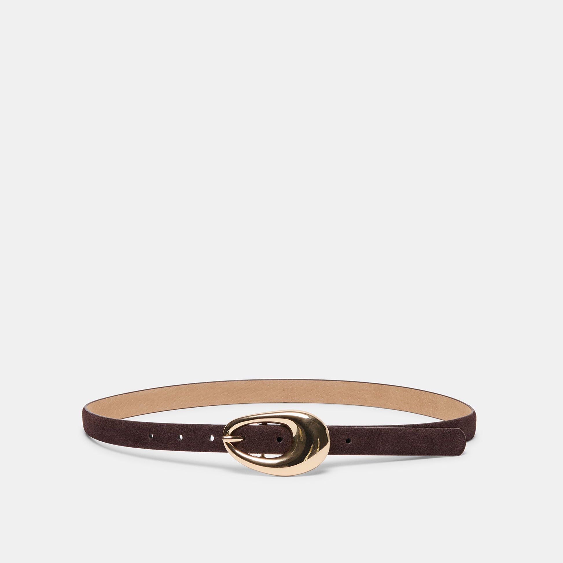 Dolce Vita Organic Oval Mahogany Gold Buckle Belt