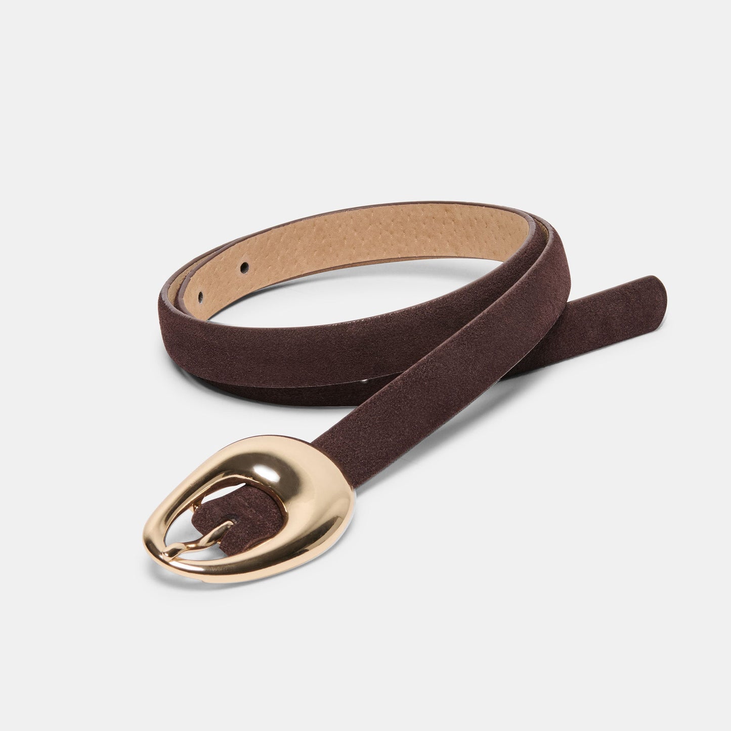 Dolce Vita Organic Oval Mahogany Gold Buckle Belt