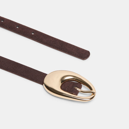 Dolce Vita Organic Oval Mahogany Gold Buckle Belt