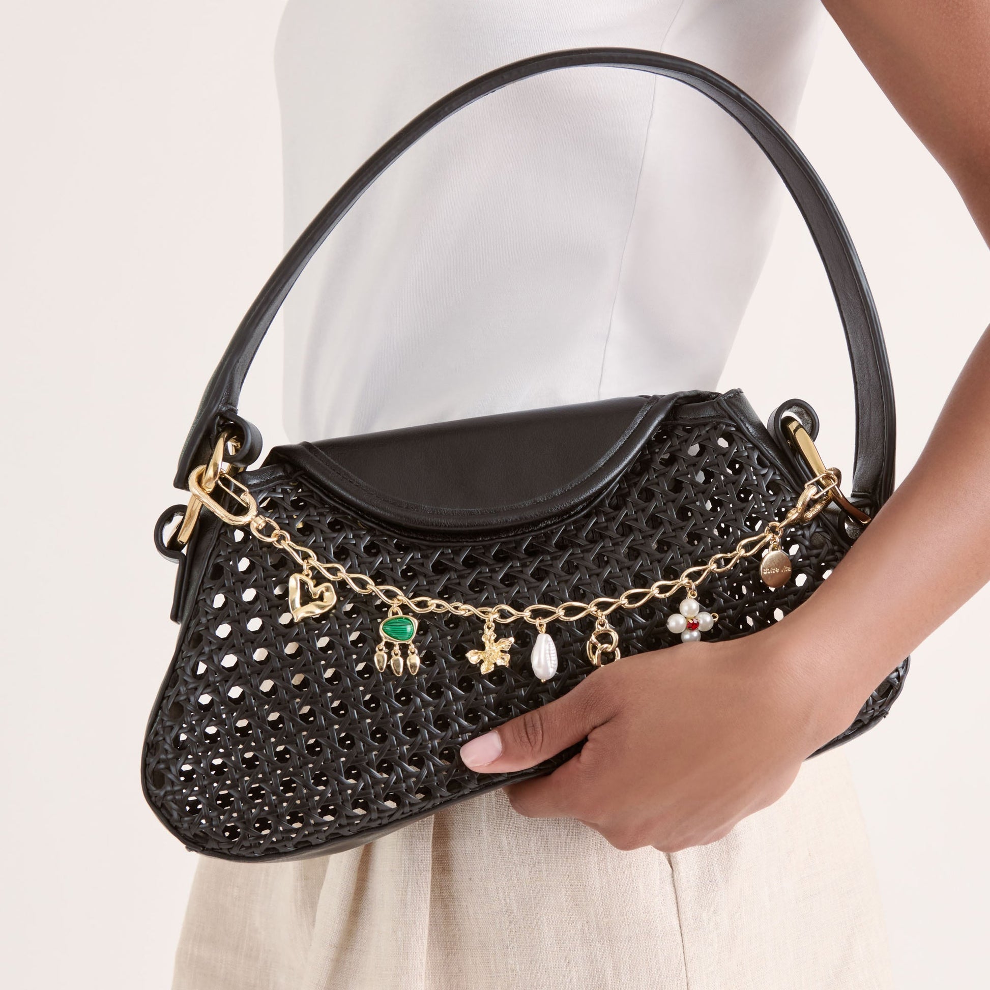 Dolce Vita Pearl Gold Chain Bag Charm