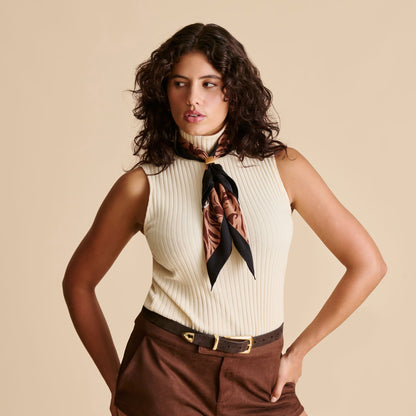 Dolce Vita Animal Print Brown Multi Silk Scarf