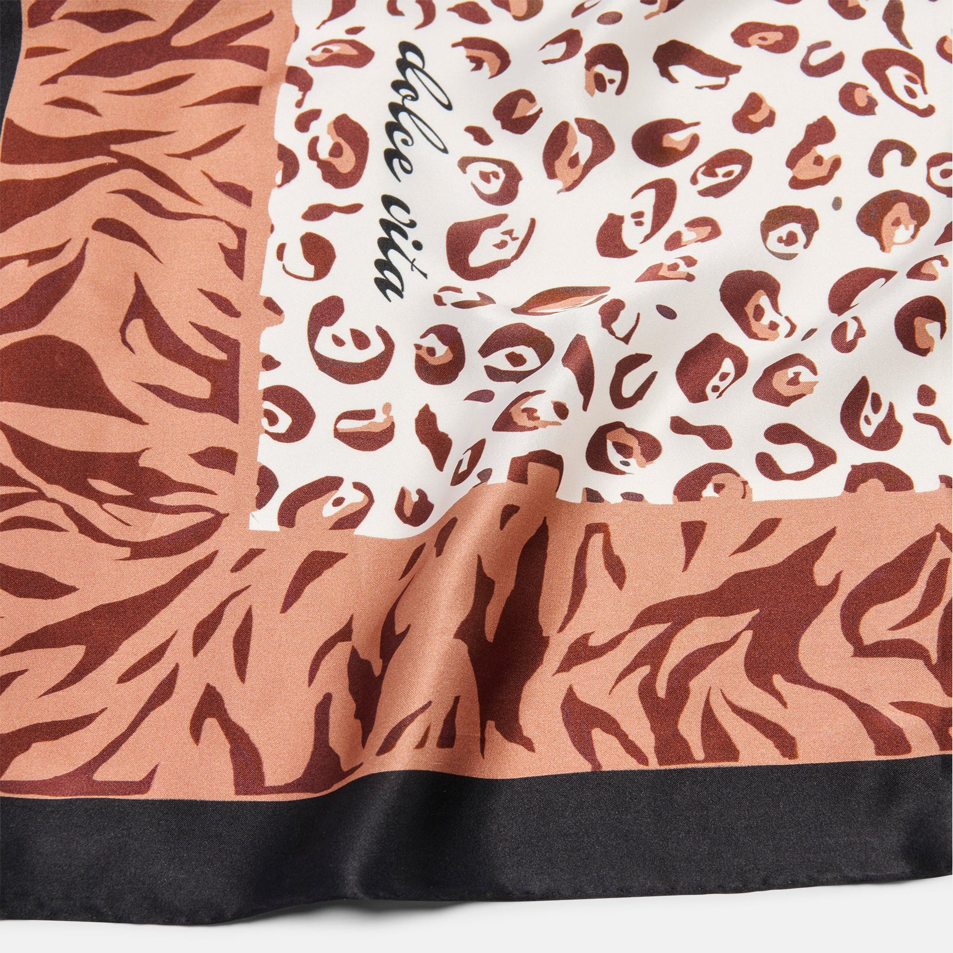 Dolce Vita Animal Print Brown Multi Silk Scarf