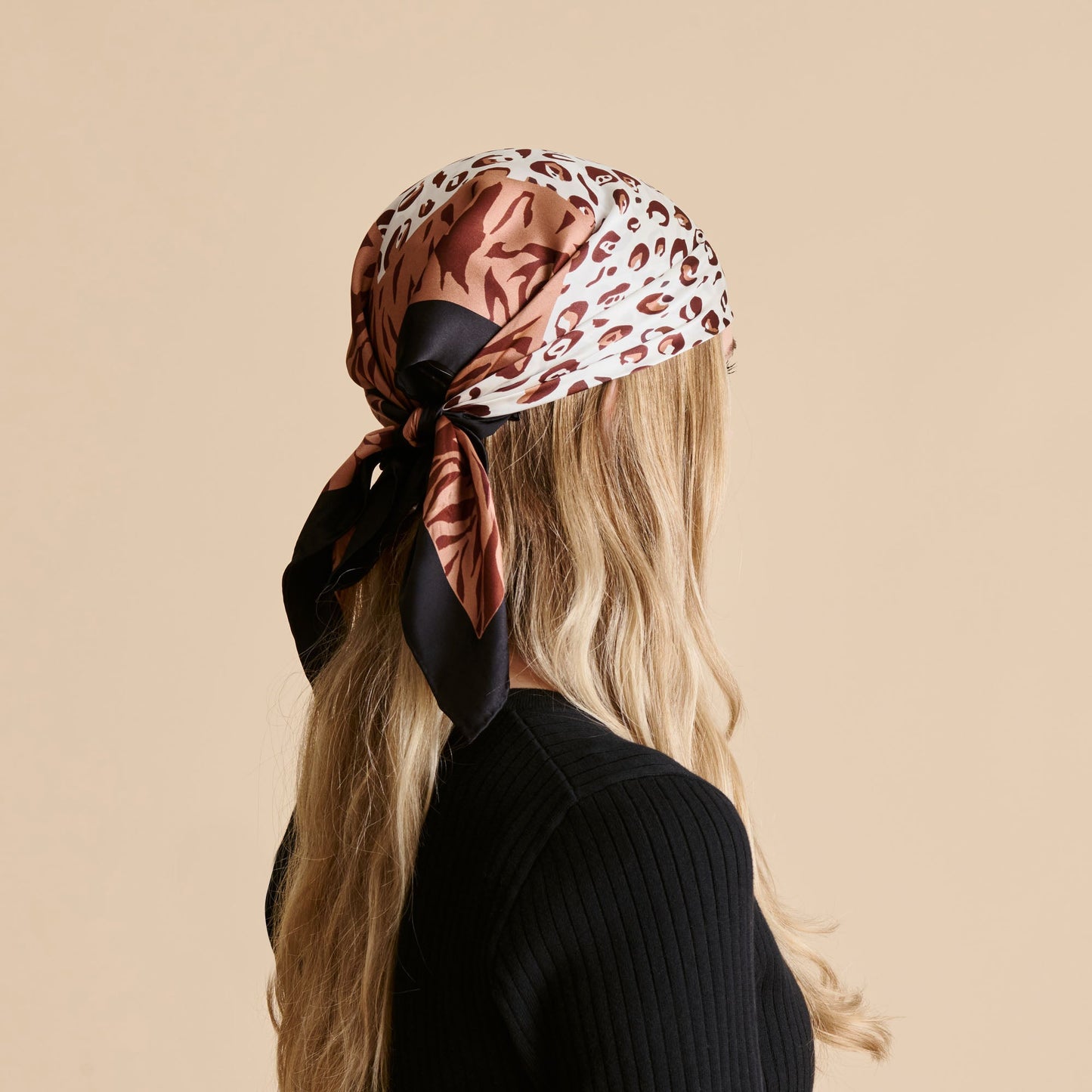 Dolce Vita Animal Print Brown Multi Silk Scarf