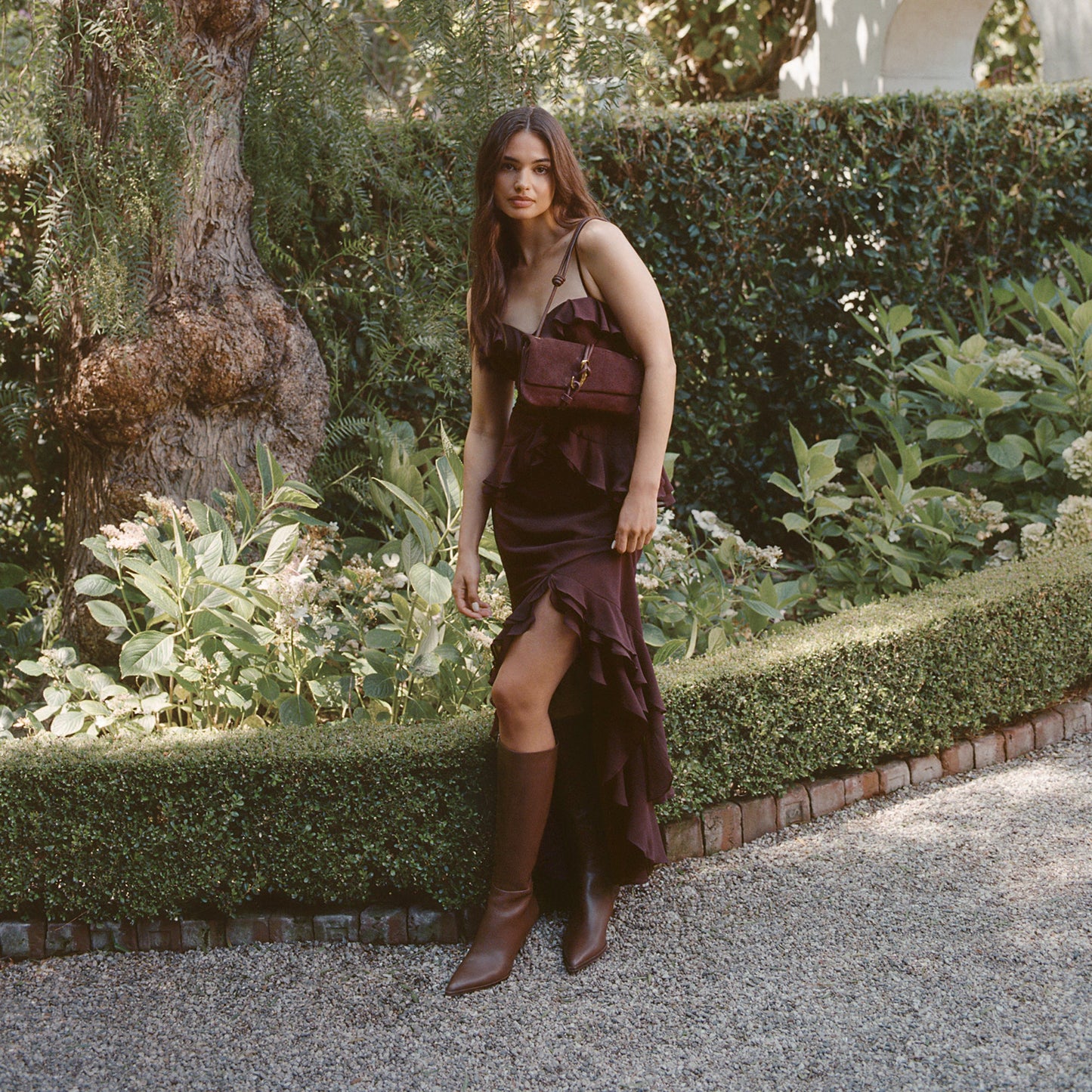 Dolce Vita Alice Burgundy Suede Shoulder Bag